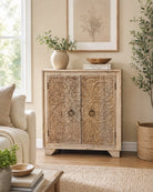 Alvora Mango Wood Carwing Sideboard - Art and craft furniture
