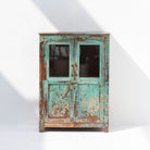 Antique Glass Door Cabinet Rustic Finish - Art and craft furniture