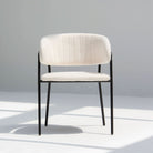 ARC HALF ROUND WHITE FABRIC DINING CHAIR - Art and craft furniture