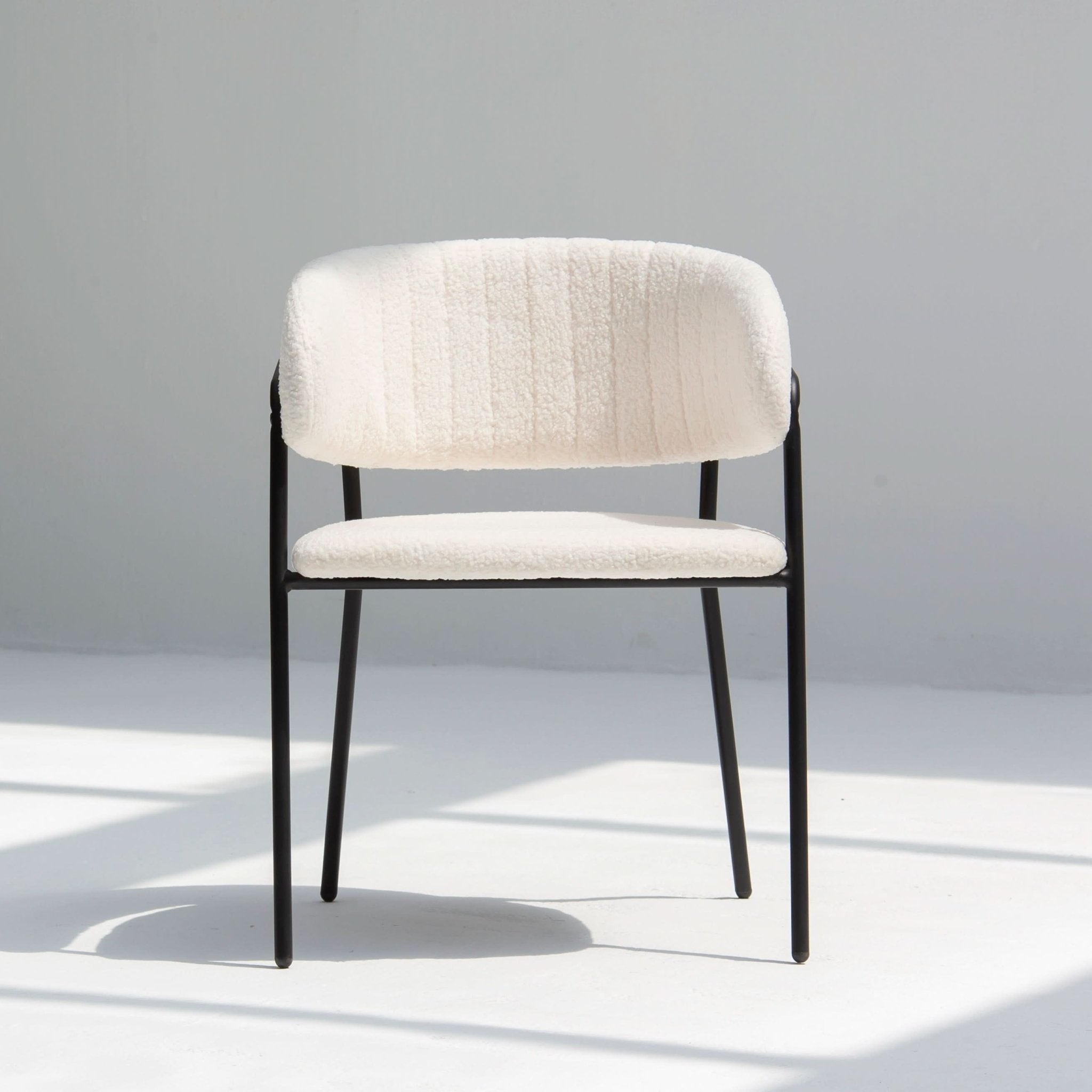 ARC HALF ROUND WHITE FABRIC DINING CHAIR - Art and craft furniture