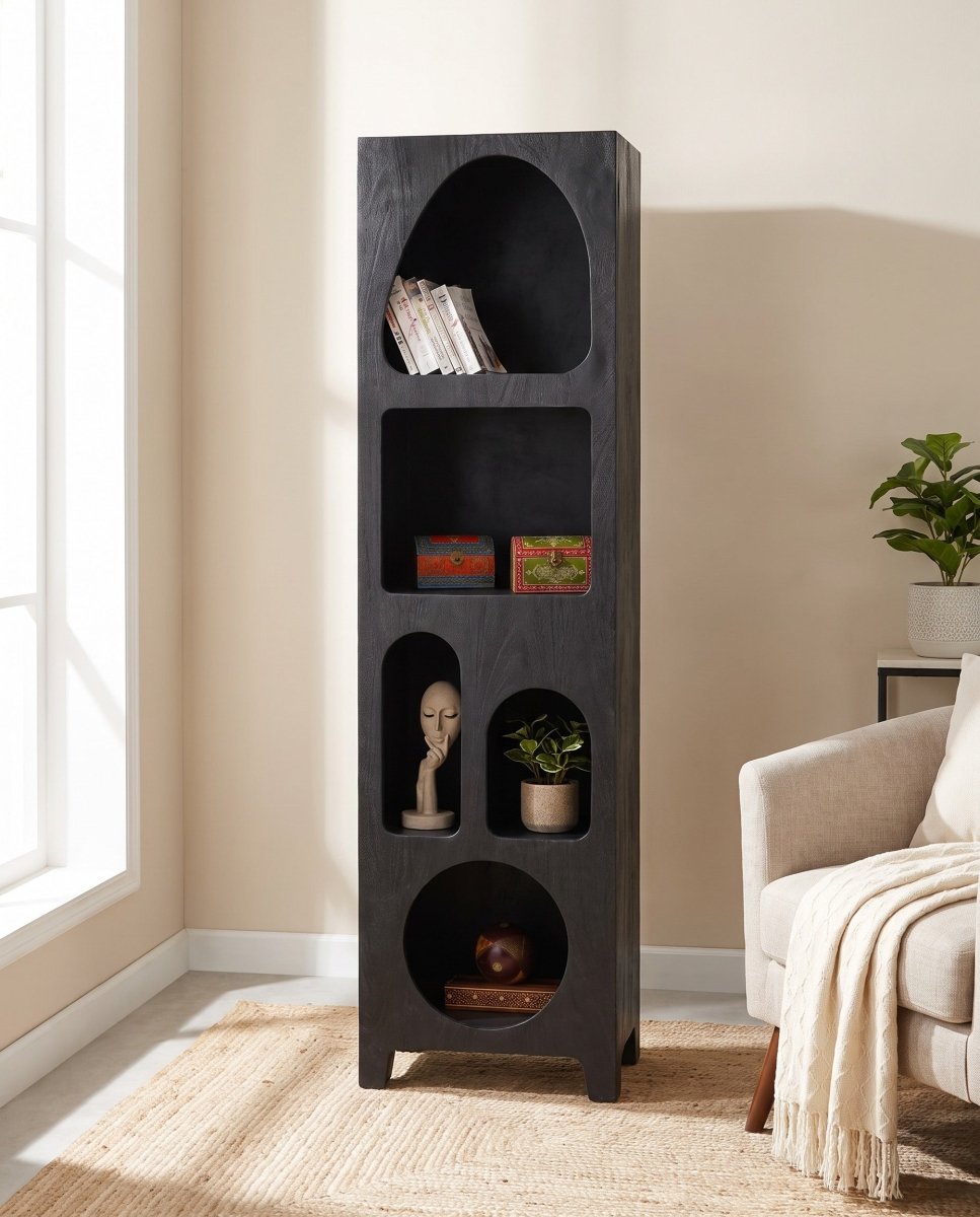 Arch Black Open Bookshelf - Art and craft furniture