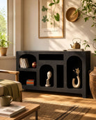 Arch Open Black Wooden Display Unit - Art and craft furniture