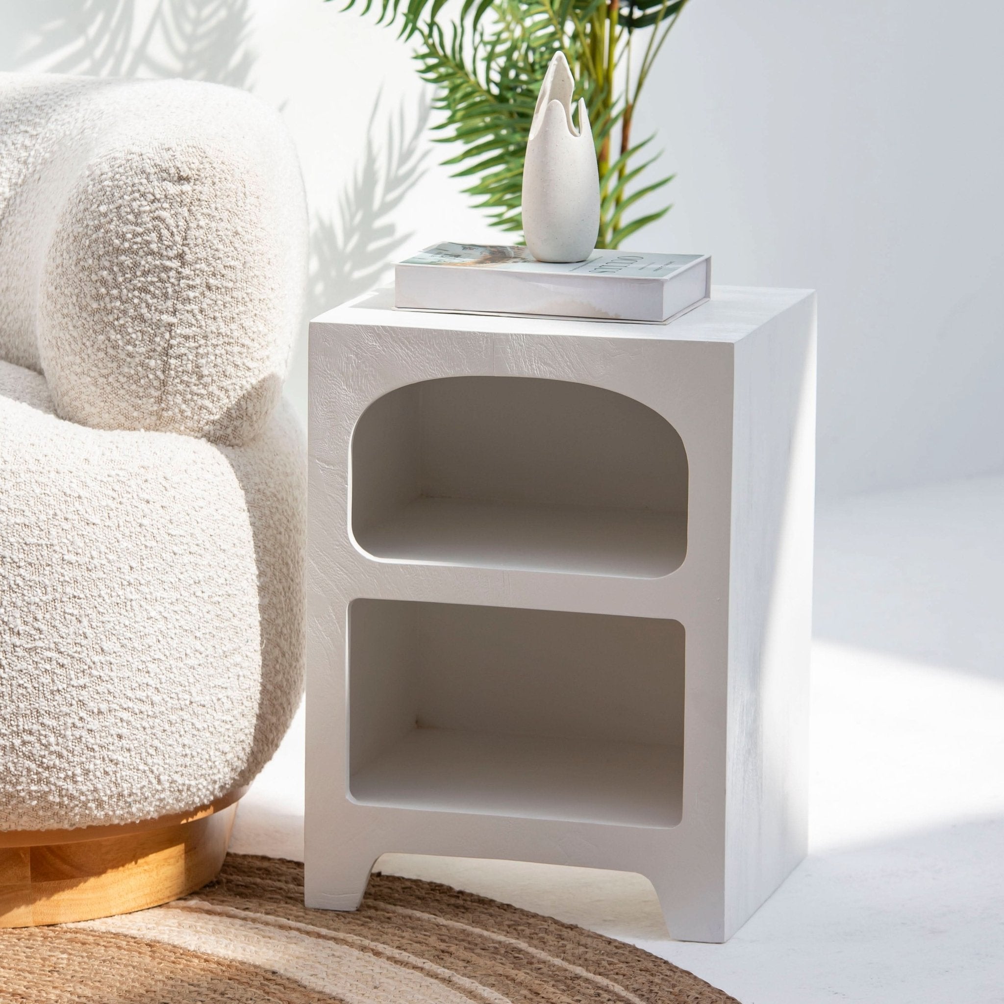 ARCH WHITE NIGHTSTAND TABLE - Art and craft furniture