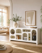 Arch White Open Mango Wood Sideboard - Art and craft furniture