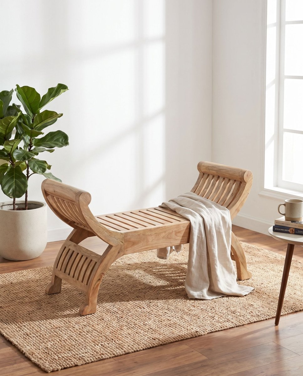 Arco Curved Wooden Petty Bench - Art and craft furniture