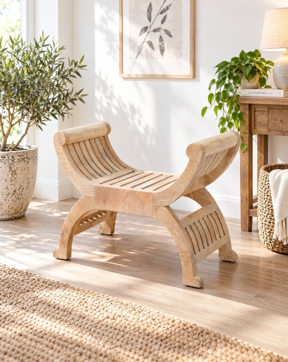 Arco Curved Wooden Petty Bench - Art and craft furniture