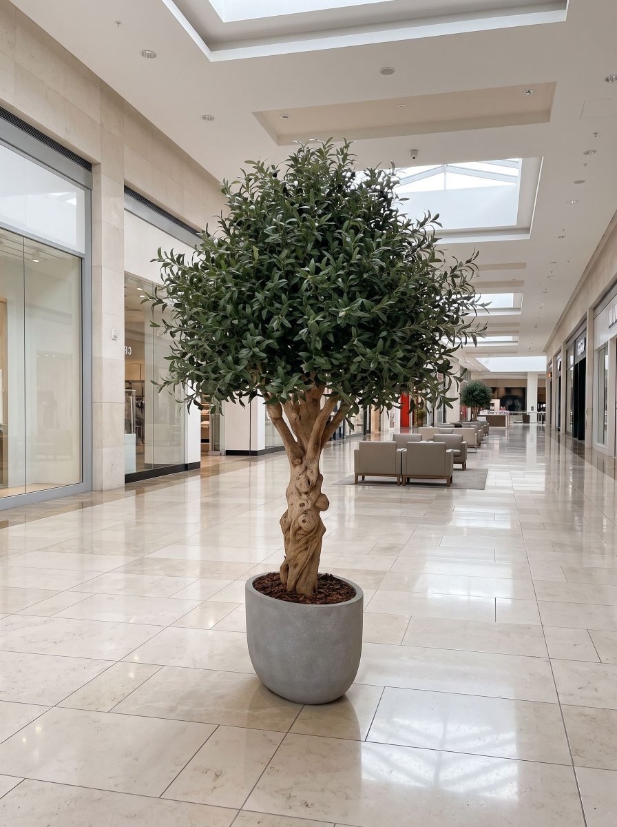 Artificial Natural Coffee Wood Olive Tree with Grey Pot - Art and craft furniture