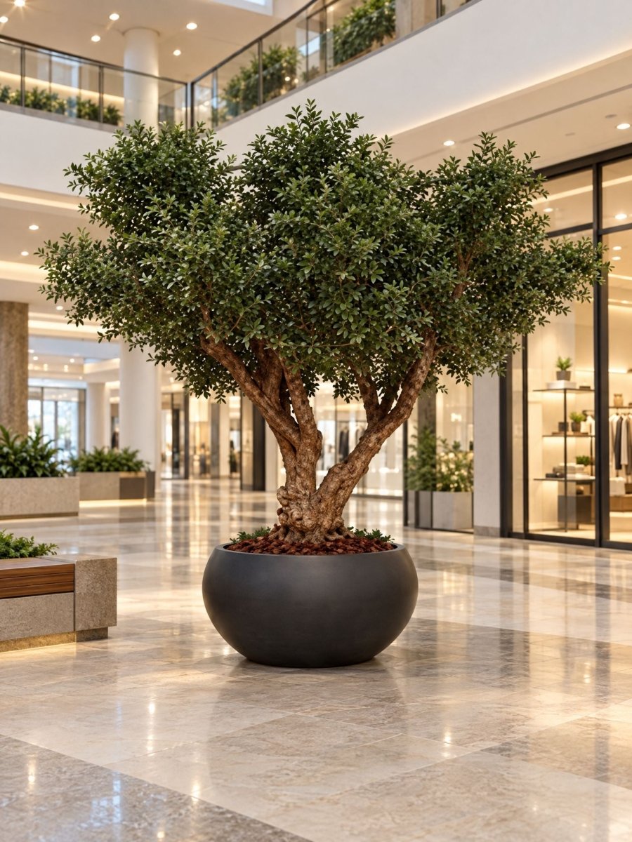Artificial Natural Olive Wood Olive Tree and Black Pot - Art and craft furniture