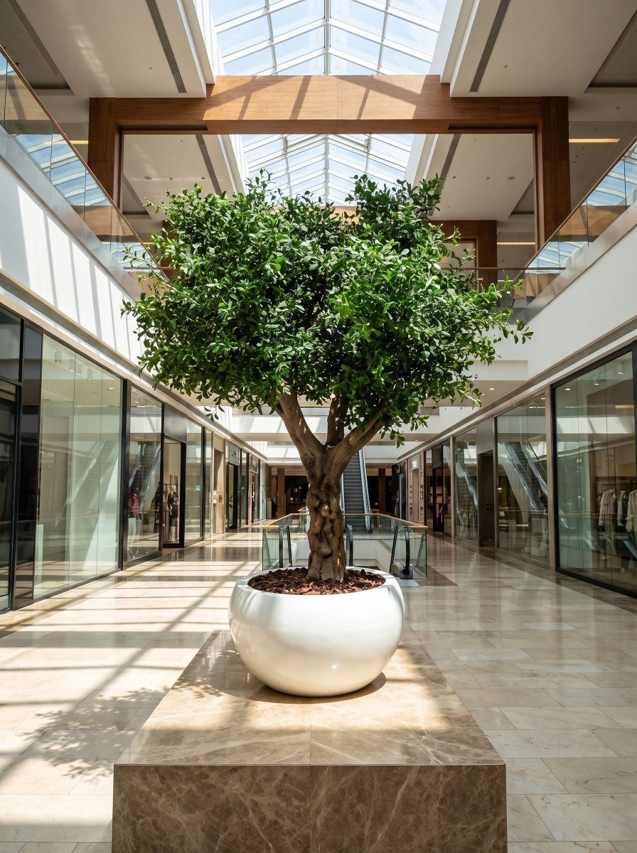 Artificial Olive Tree with Natural Wood Trunk and White Pot - Art and craft furniture