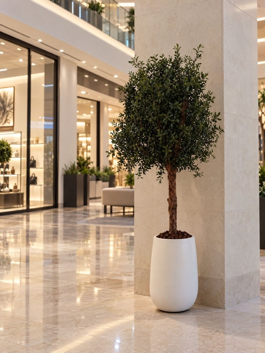 Artificial Trunk Olive Tree and White Pot - Art and craft furniture