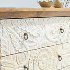 ARTISAN CARVED MANGO WOOD CHEST OF DRAWERS - Art and craft furniture