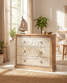 Artisan Crafted Carved Chest of Drawer - Art and craft furniture