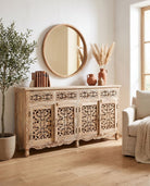 Arvena 4 Drawer 4 Door Mango Wood Sideboard Cabinet - Art and craft furniture