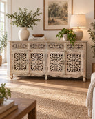 Arvena 4 Drawer 4 Door Mango Wood Sideboard Cabinet - Art and craft furniture