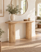 Arvona Wooden Lining Console Table - Art and craft furniture