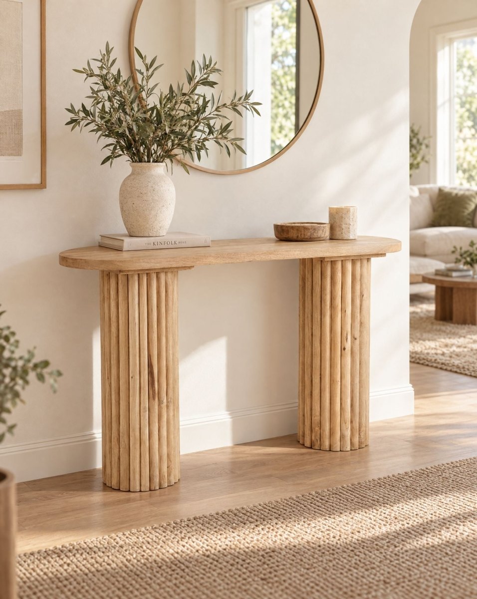 Arvona Wooden Lining Console Table - Art and craft furniture
