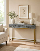 Aurelia Black Mother of Pearl Console Table - Art and craft furniture