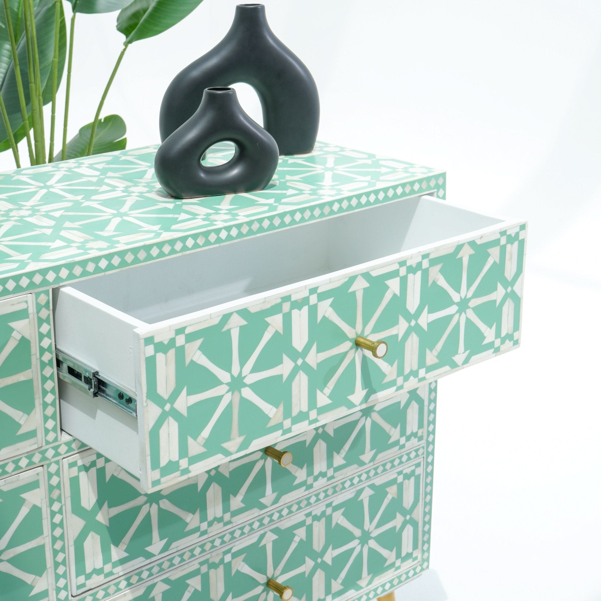 AURELIA GREEN INLAY NINE DRAWER DRAWCHEST - Art and craft furniture