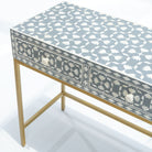AURELIA-GREY INLAY THREE DRAWER CONSOLE TABLE - Art and craft furniture