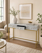 Aurelia Grey Mother of pearl Console Table - Art and craft furniture