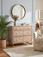 Aurelia Wooden Sagwan Bone Drawer Chest Art and craft furniture
