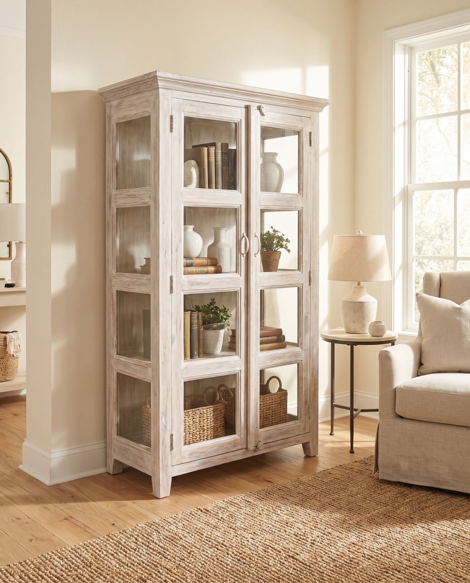 Aurella Glass Two Door Cabinet - Art and craft furniture