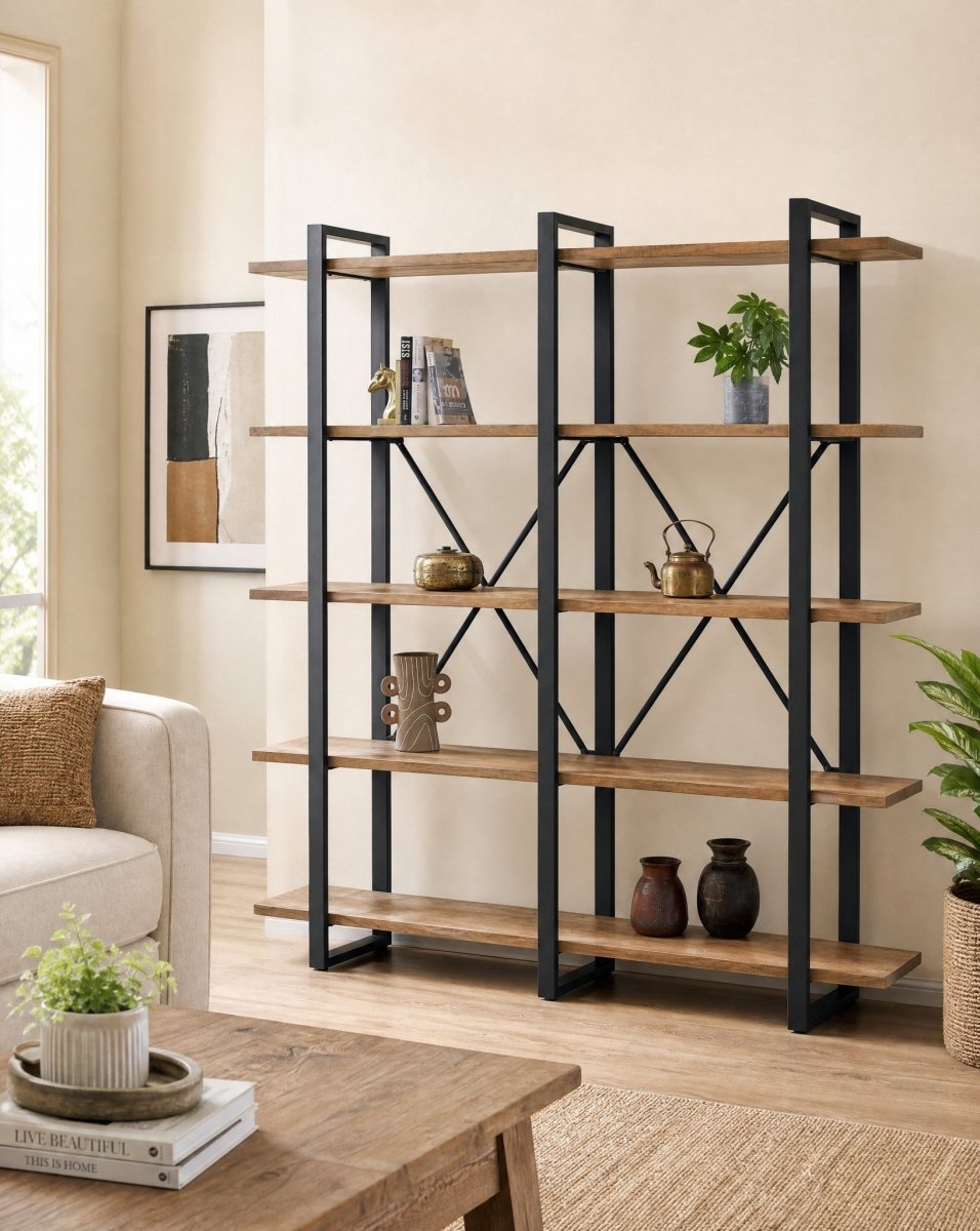 Aurenza Mango Wood Open Bookshelf - Art and craft furniture
