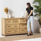 AUREVO EIGHT DRAWER PLAIN FINISH DRESSER - Art and craft furniture