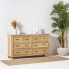 AUREVO EIGHT DRAWER PLAIN FINISH DRESSER - Art and craft furniture