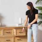 AUREVO EIGHT DRAWER PLAIN FINISH DRESSER - Art and craft furniture