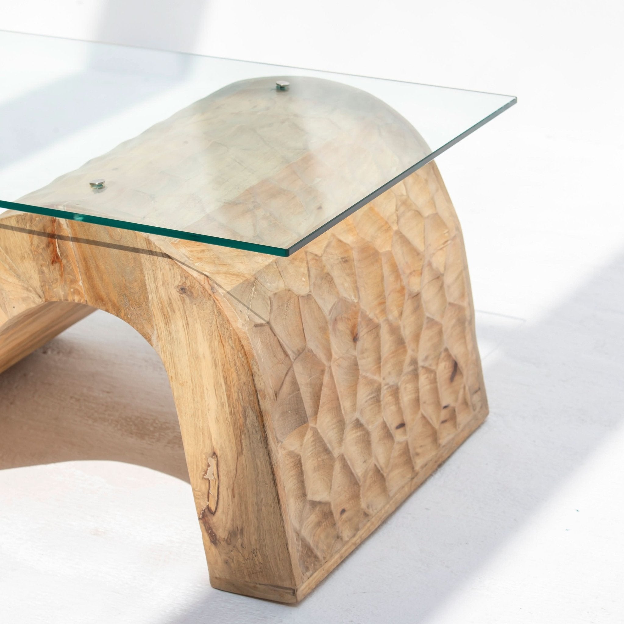AUREVO GLASS TOP COFFEE TABLE - Art and craft furniture