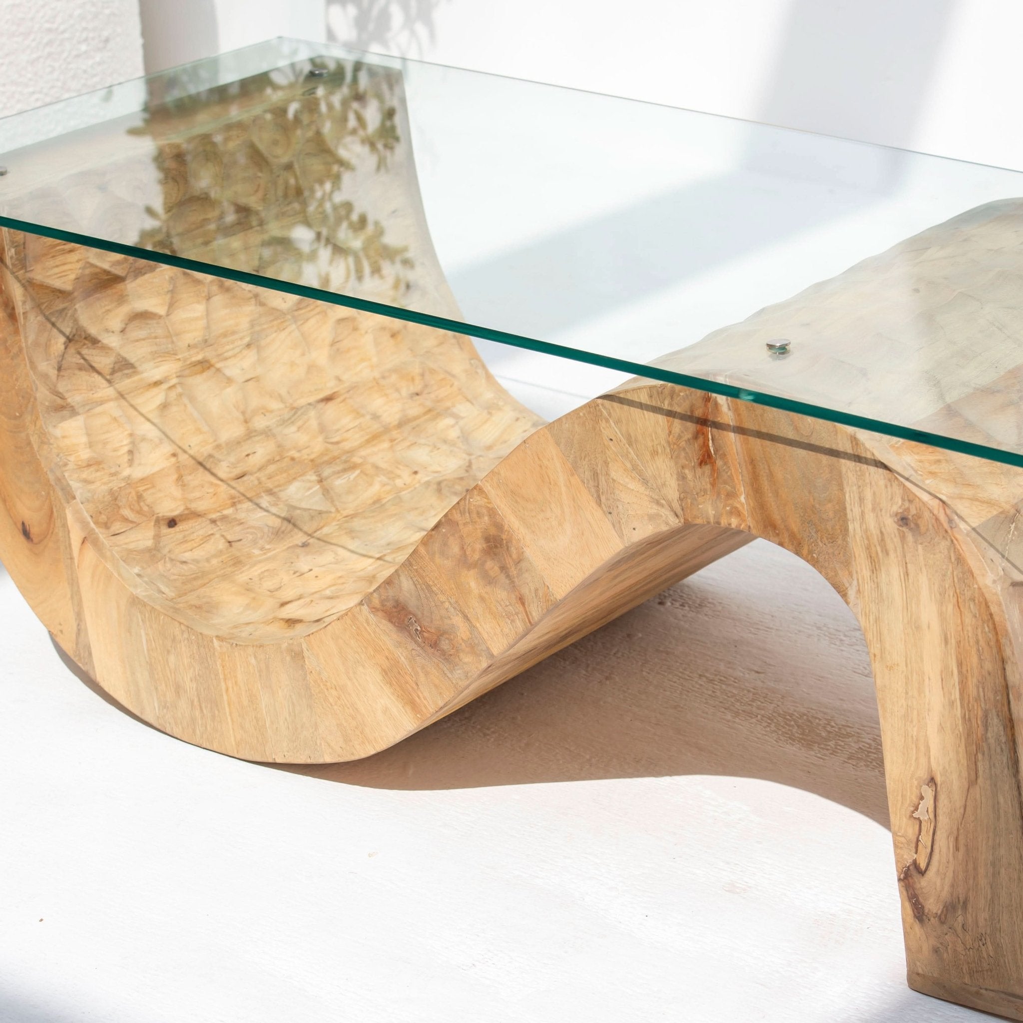 AUREVO GLASS TOP COFFEE TABLE - Art and craft furniture