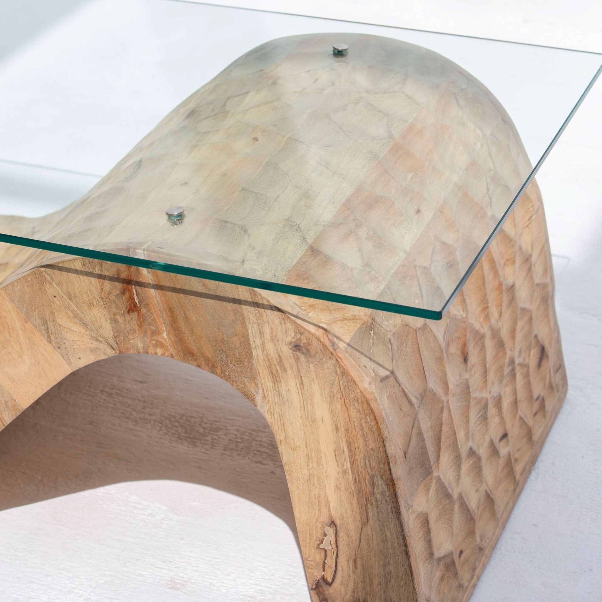 AUREVO GLASS TOP COFFEE TABLE - Art and craft furniture
