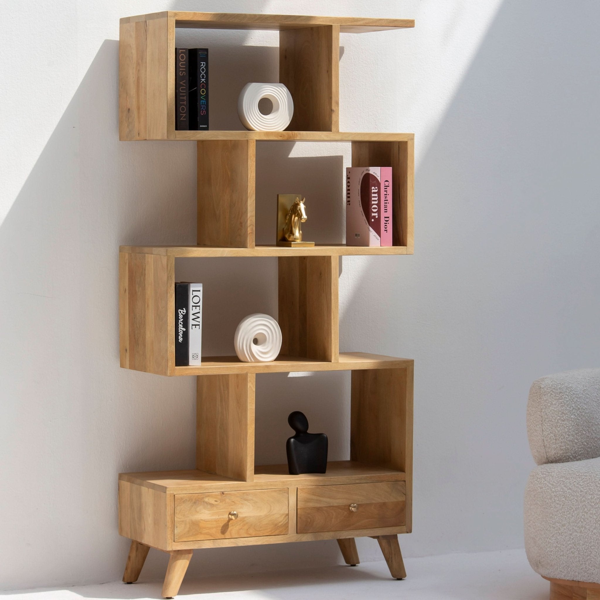 AUREVO MANGO WOOD BOOKSHELF - Art and craft furniture
