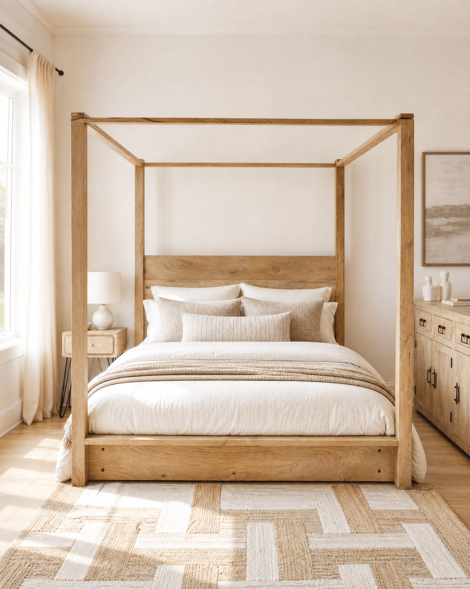 AUREVO MANGO WOOD FOUR POSTER BED - Art and craft furniture