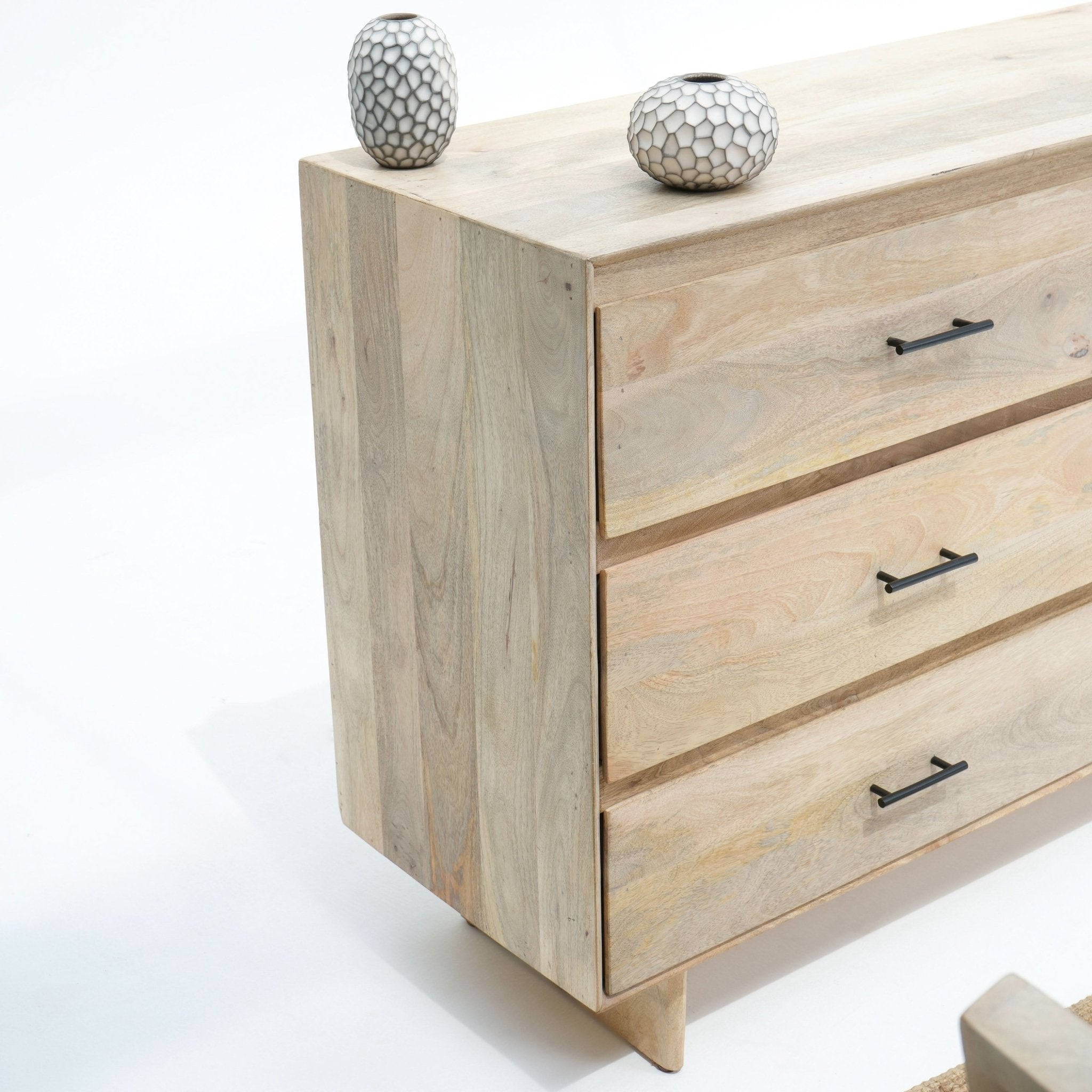 AUREVO PLAIN FINISH SIX DRAWER DRESSER - Art and craft furniture