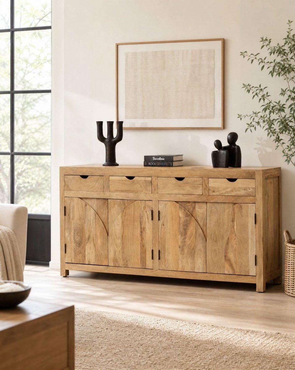 Aurevo Wooden Four Door Sideboard - Art and craft furniture