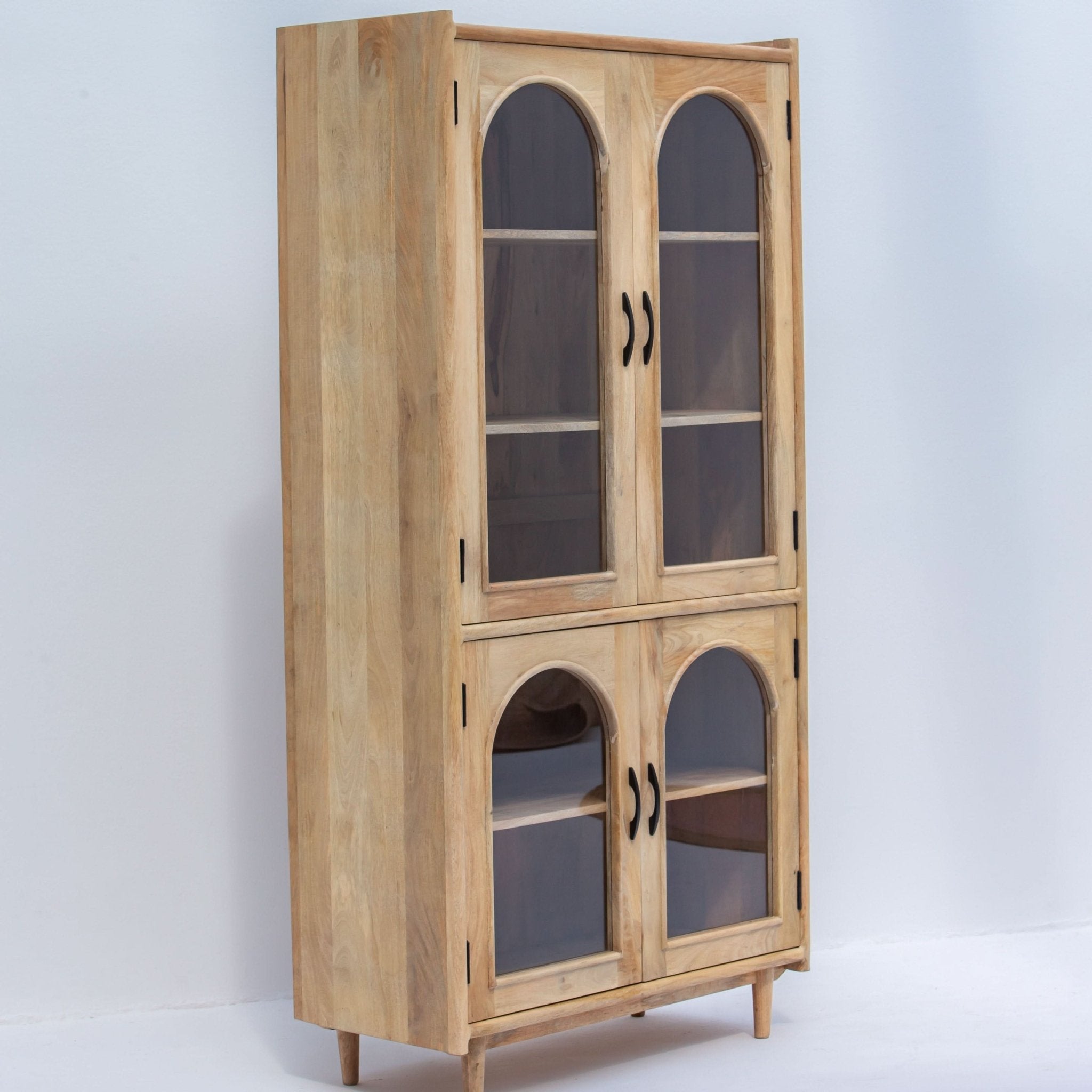 AUREVO WOODEN GLASS DOOR CABINET - Art and craft furniture