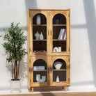 AUREVO WOODEN GLASS DOOR CABINET - Art and craft furniture