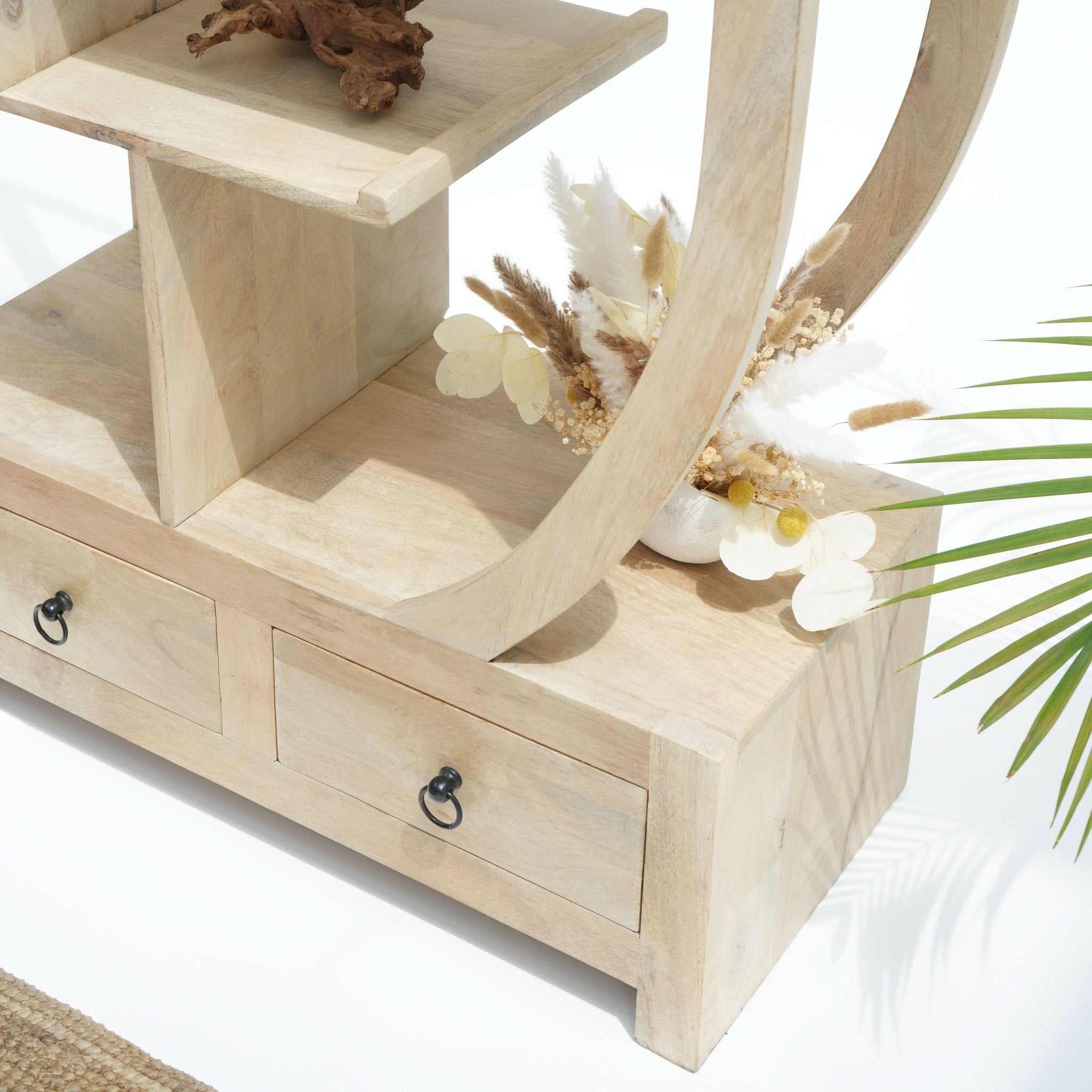 AUREVO WOODEN HALF ROUND BOOKSHELF - Art and craft furniture