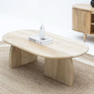 AUREVO WOODEN OVAL COFFEE TABLE - Art and craft furniture