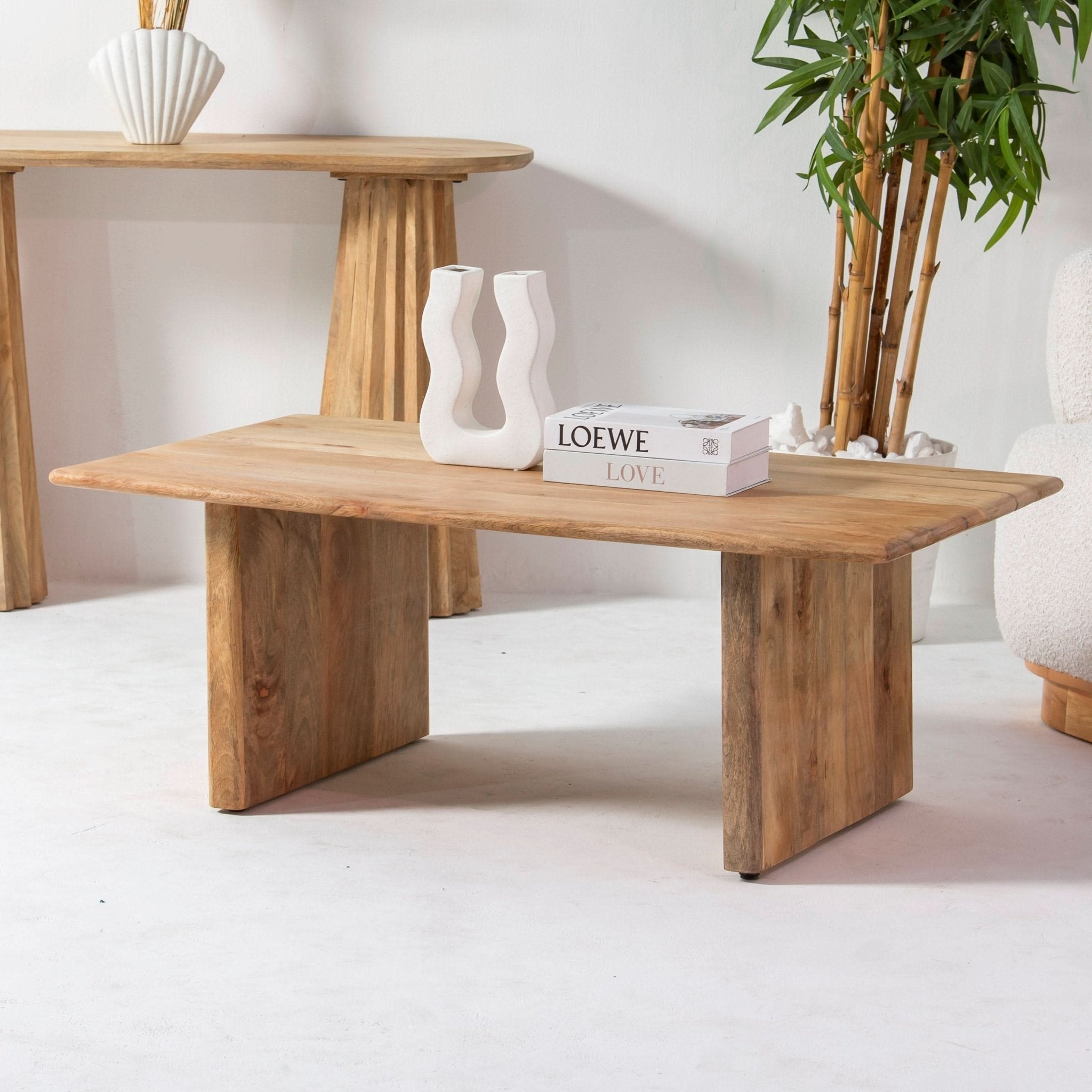 AUREVO WOODEN PLAN FINISH COFFEE TABLE - Art and craft furniture