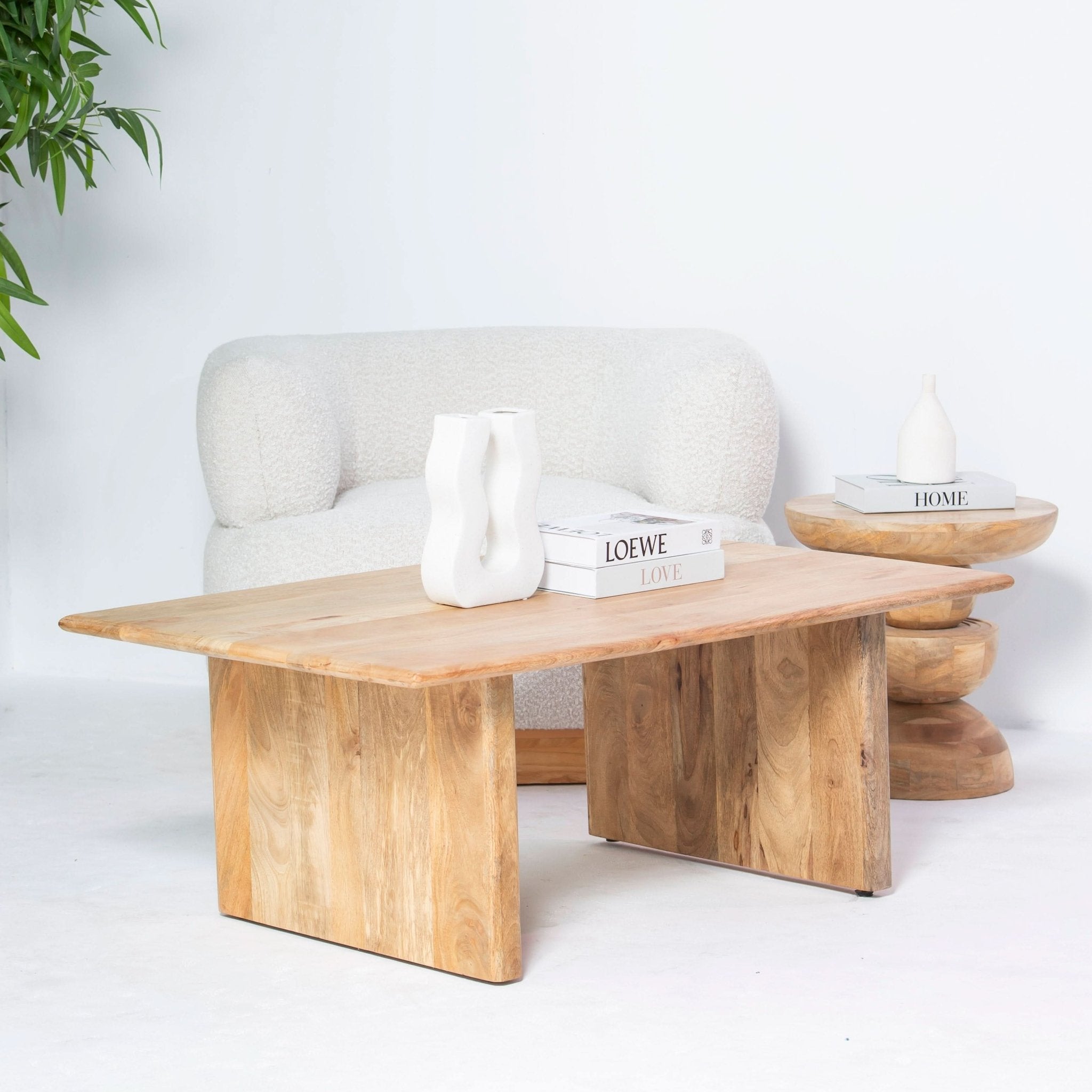 AUREVO WOODEN PLAN FINISH COFFEE TABLE - Art and craft furniture