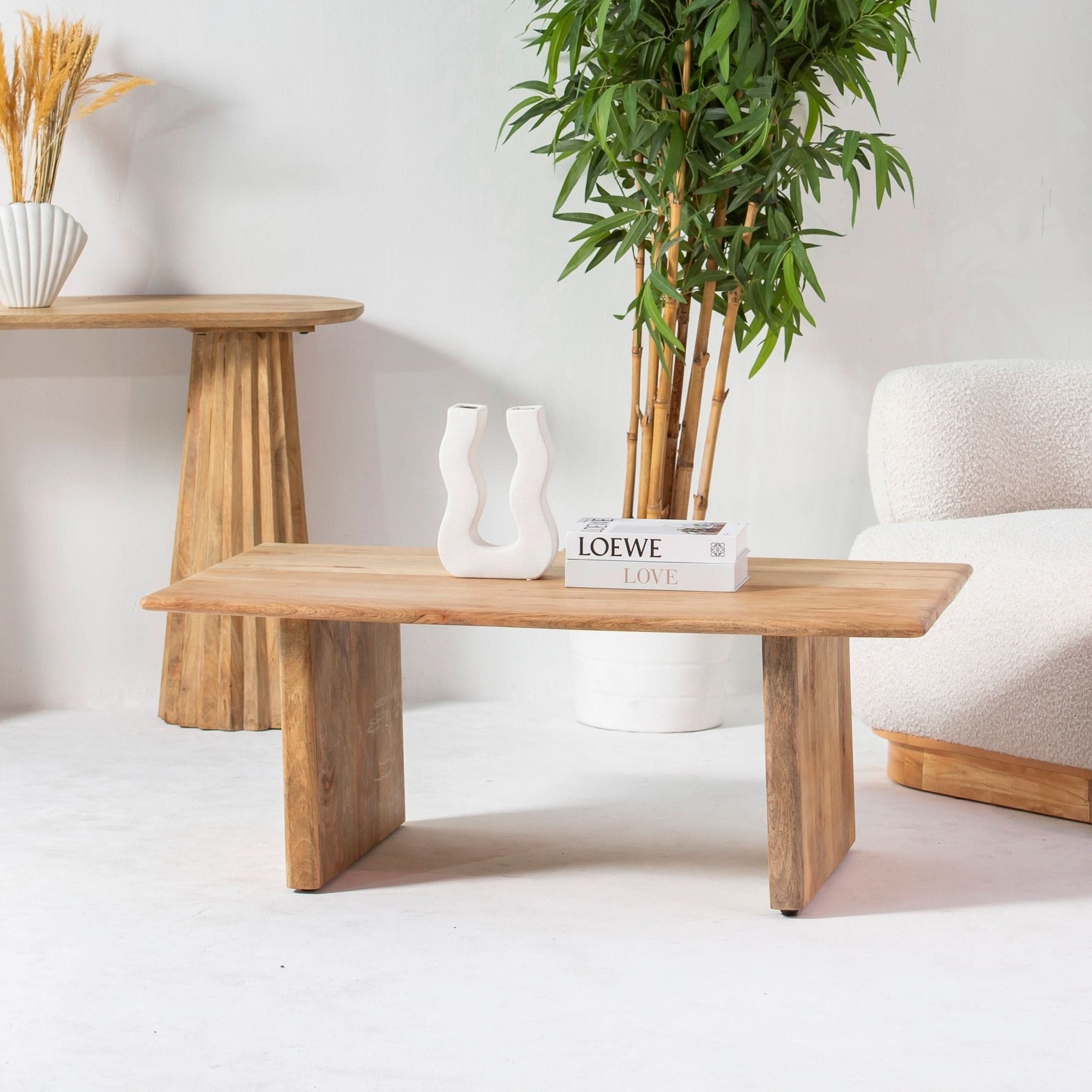 AUREVO WOODEN PLAN FINISH COFFEE TABLE - Art and craft furniture