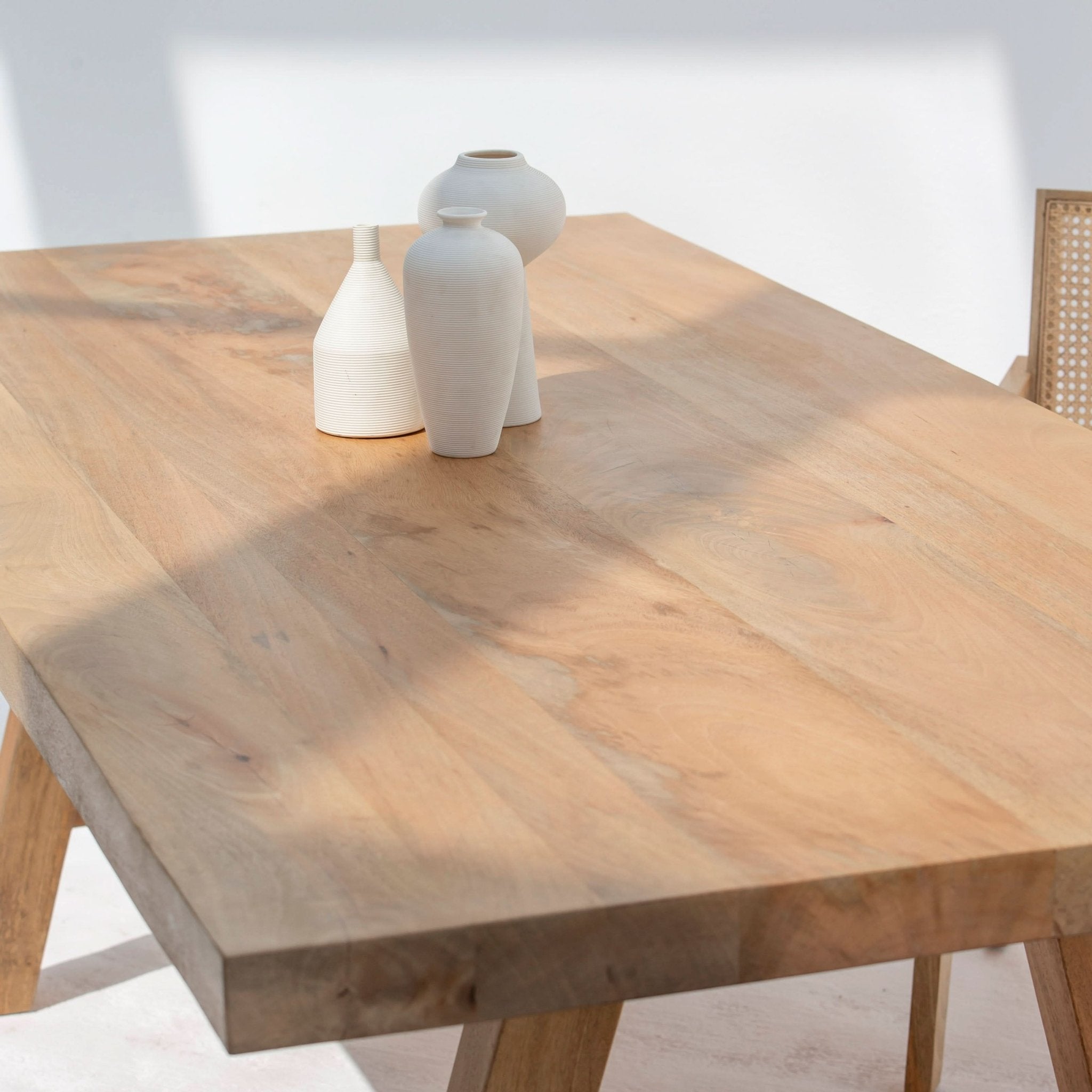 AUREVO WOODEN PLAN FINISH DINING TABLE - Art and craft furniture