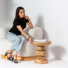 AUREVO WOODEN ROUND STOOL - Art and craft furniture