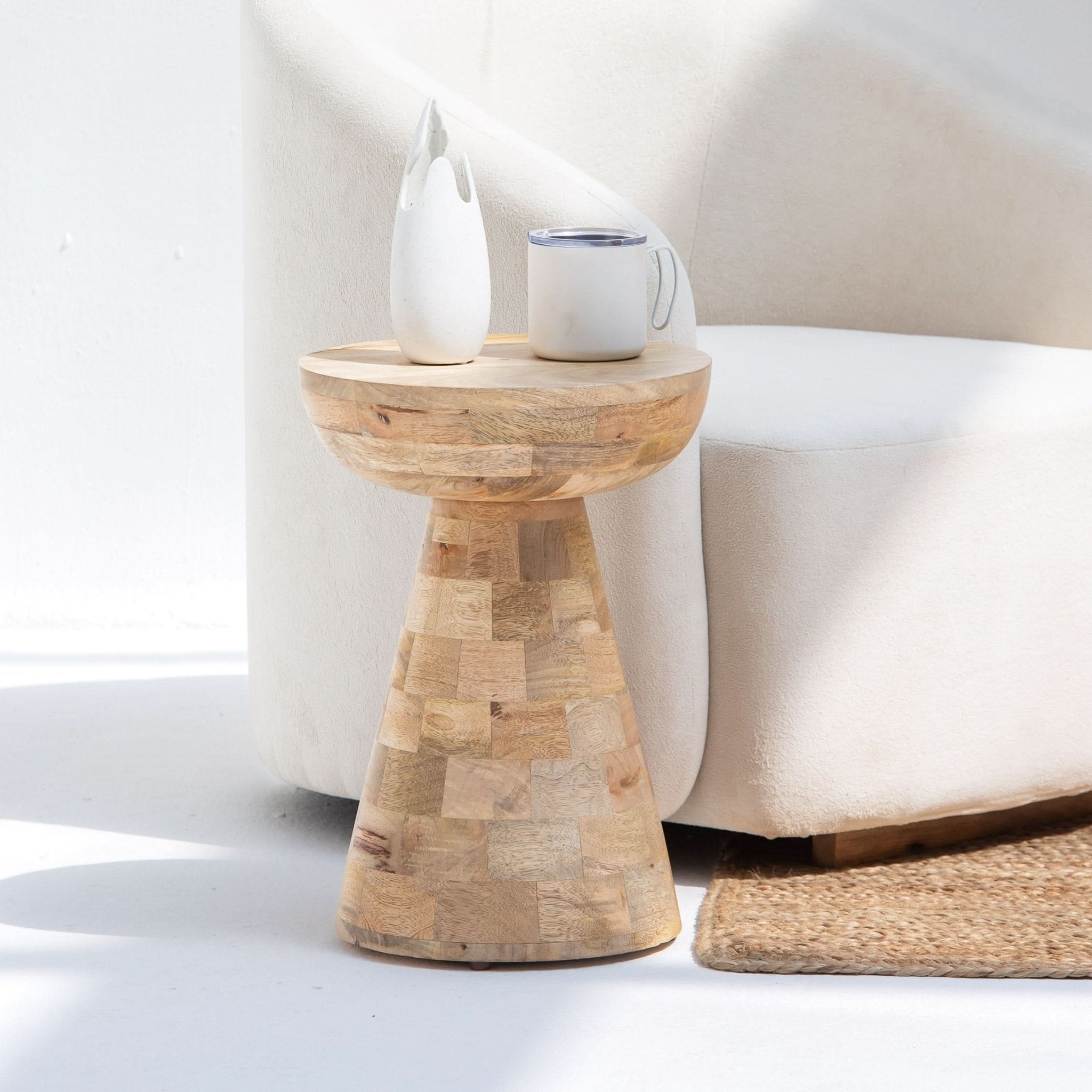 AUREVO WOODEN SIDE TABLE - Art and craft furniture