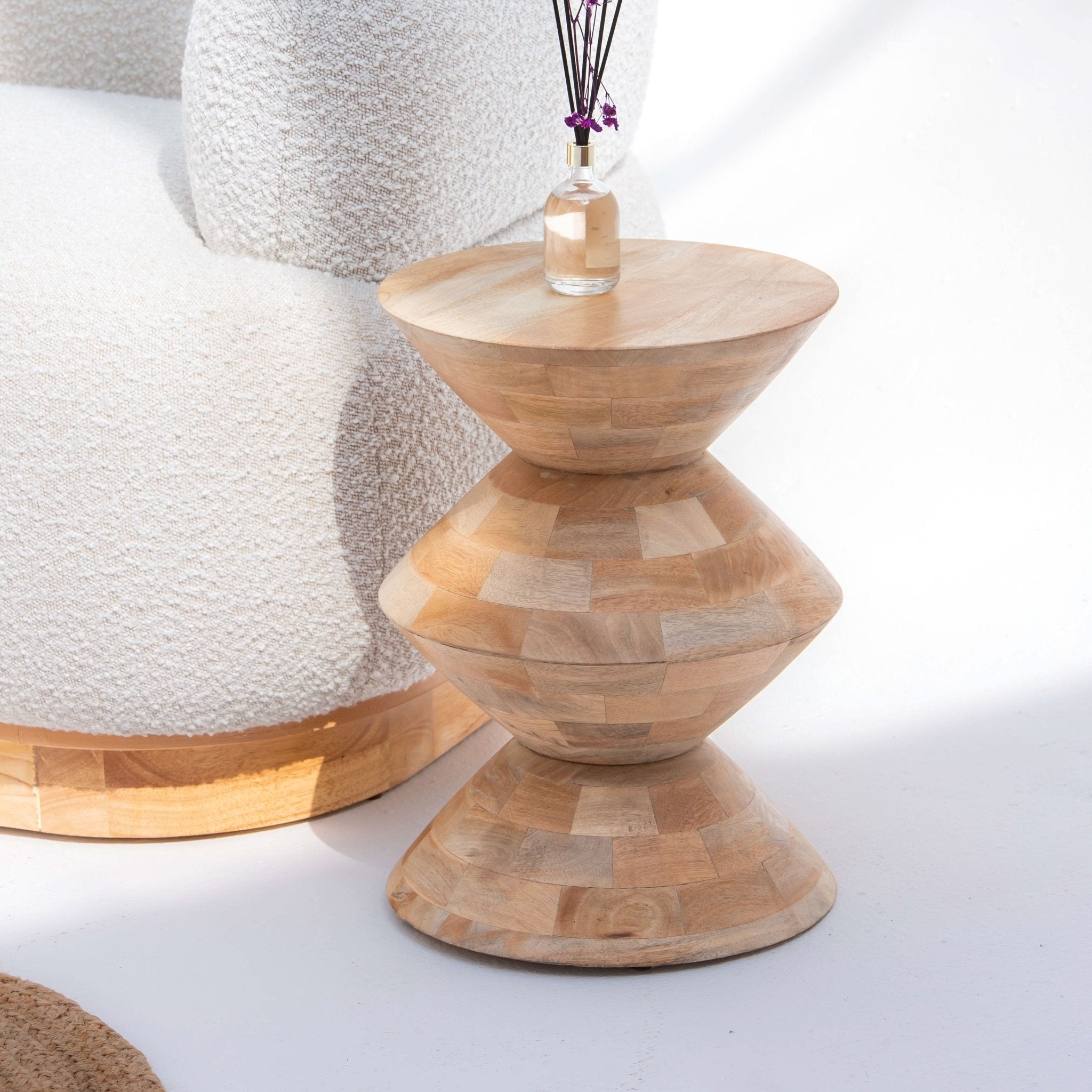 AUREVO WOODEN SIDE TABLE - Art and craft furniture