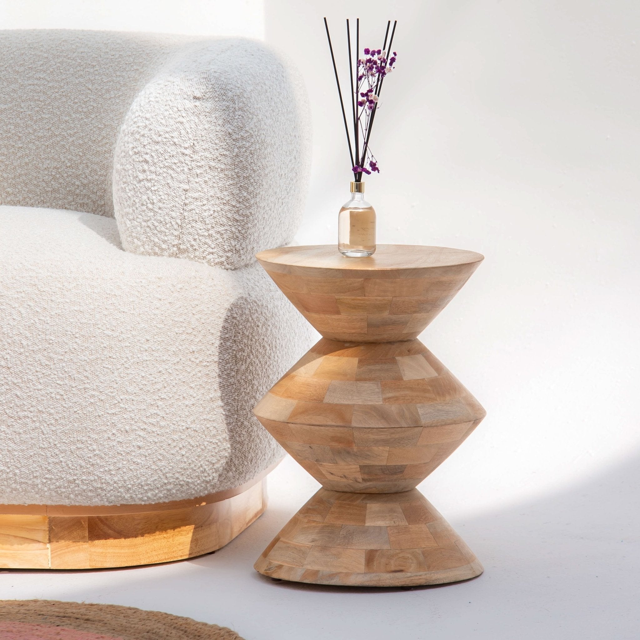 AUREVO WOODEN SIDE TABLE - Art and craft furniture