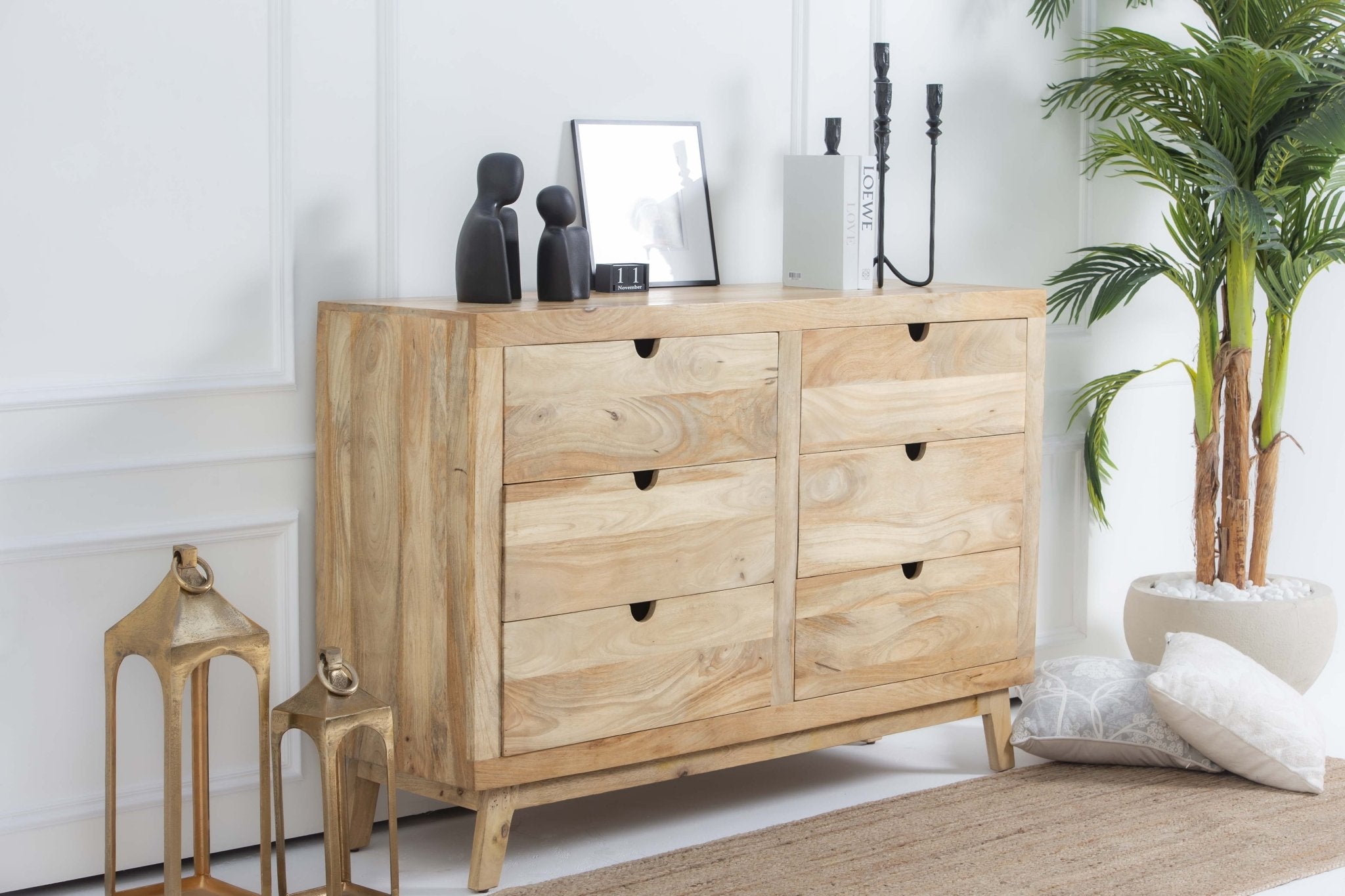 AUREVO WOODEN SIX DRAWER CHEST OF DRAWER - Art and craft furniture